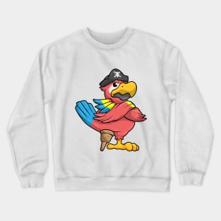 Parrot as Pirate with Wooden leg and Pirate hat Crewneck Sweatshirt